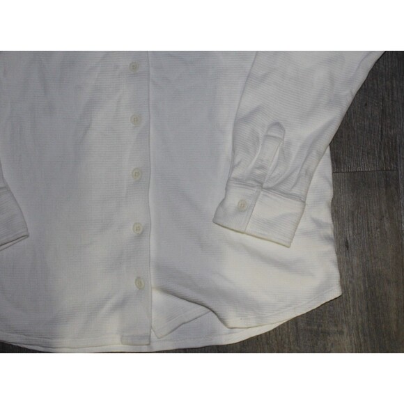 MATE THE LABEL WOMEN'S TEXTURED ORGANIC COTTON LS BUTTON DOWN SHIRT WHITE S NEW - Picture 6 of 7